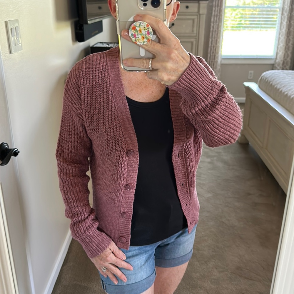 Nine West textured short cardigan